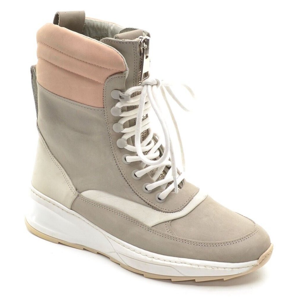 Filling Pieces Gray Leather Lace Up High Top Sneaker 38